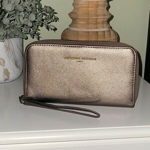 Adrianne Vittadini Gunmetal Metallic Wristlet (No Powerbank)